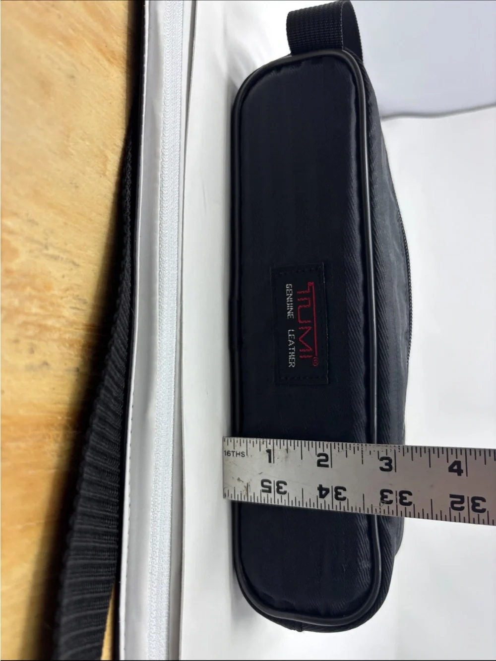 Tumi Black Travel Toiletry Pouch with Red Logo